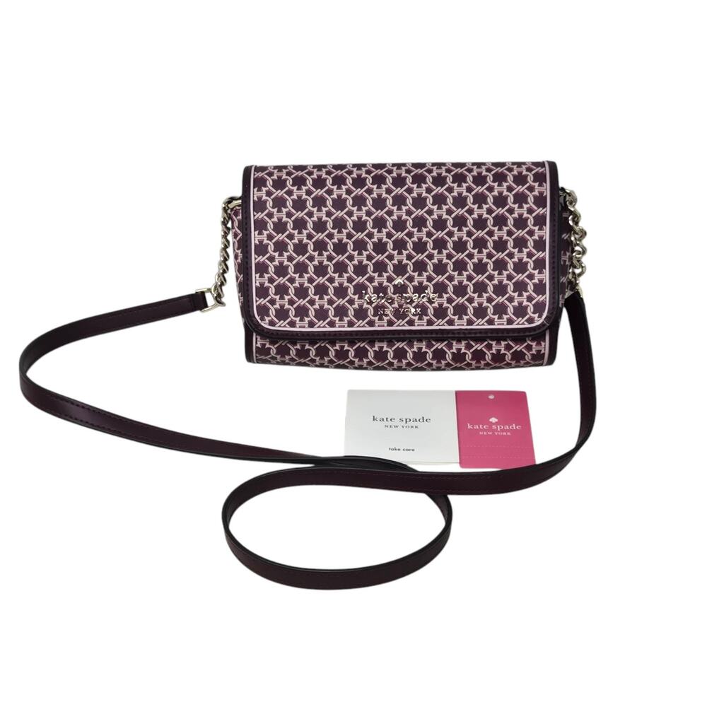 Kate Spade Crossbody Bag Link Merlot Wine Small Flap Travel
